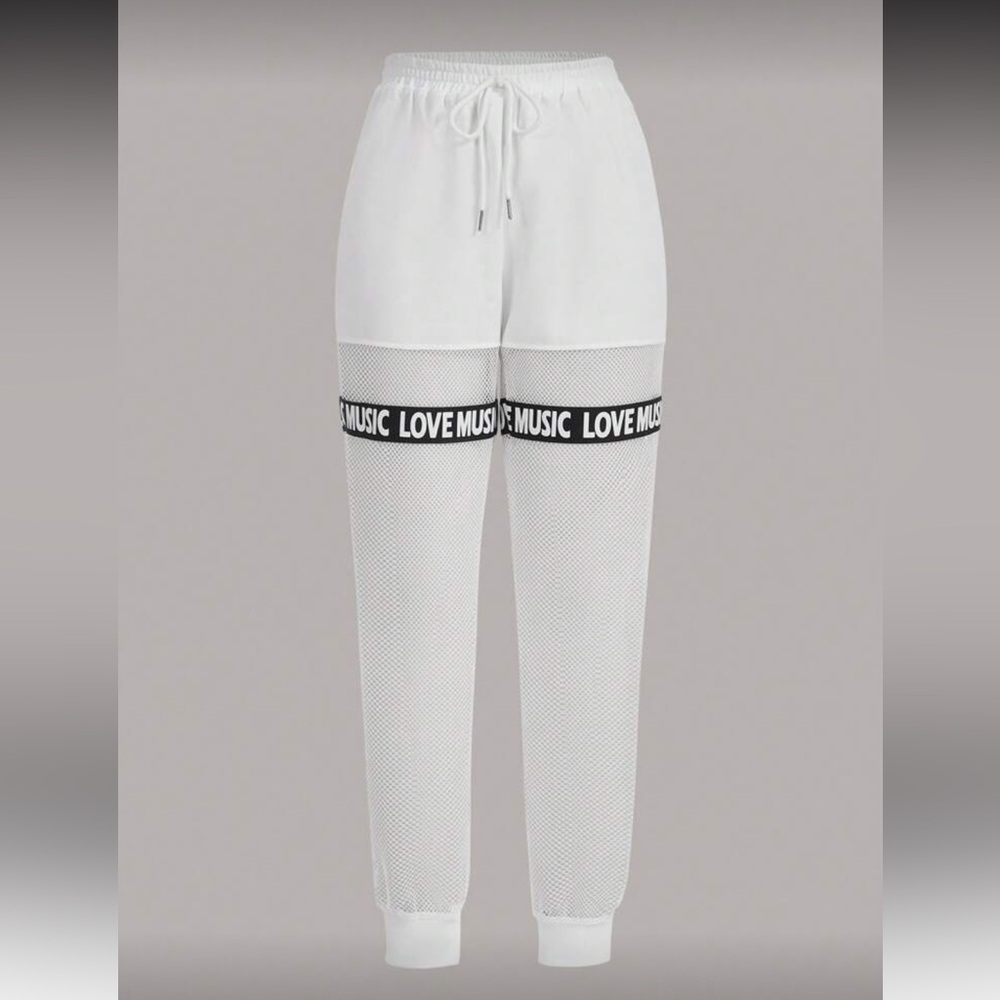 White Mesh Joggers
